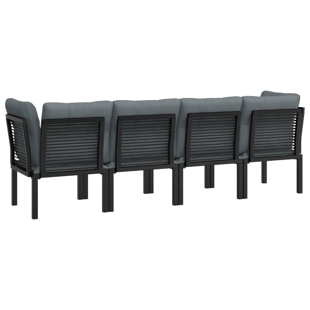 Set Salotto da Giardino 4 pz | Set di Mobili da Esterno Nero e Grigio in Polyrattan