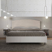 Letto matrimoniale senza rete 160x190 bianco frassino testata microfibra sabbia Antilia
