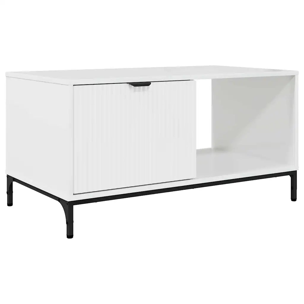 Tavolino da salotto con cassetto Bianco Lucido 90 x 49 x 46 cm 883448