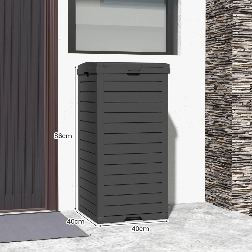 Bidone Spazzatura 118L con Coperchio e Maniglia, Contenitore Rifiuti Giardino con Vaschetta Raccolta Estraibile, Impermeabile per Terrazze