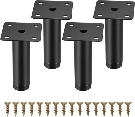 4 Pezzi di Supporti Regolabili per Mobili da 8 cm, Supporti Metallici per Soggiorno, Cucina e Cucina