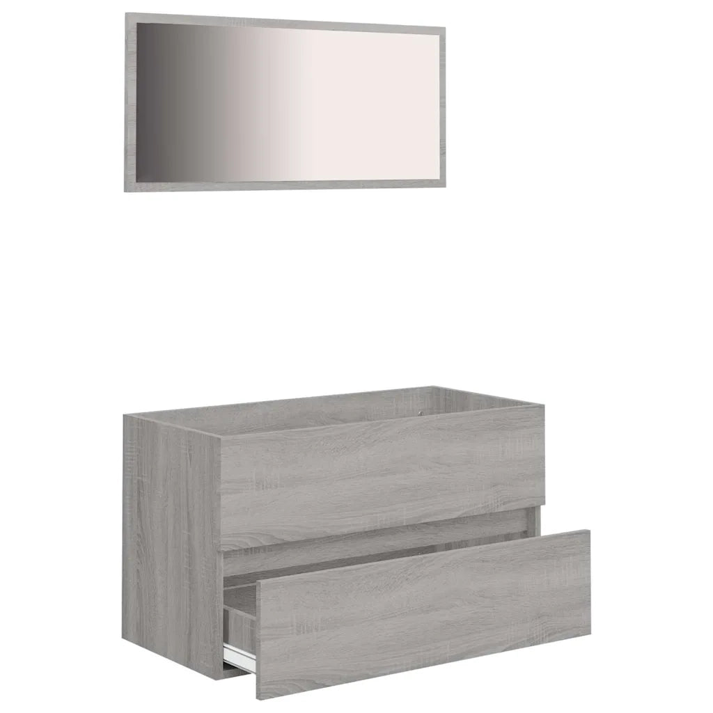 Set Mobili da Bagno | Armadio da bagno 2 pz Grigio Sonoma in Legno Multistrato