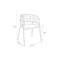 PAZZO DESIGN Sedia Penelope Bordeaux set da 2 sedie in velluto e gambe in metallo