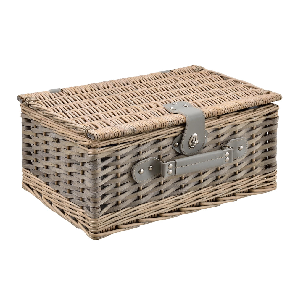 Cestino da Picnic per 4 Persone Valigia Picnic in Rami di Salice Vintage - Interno Blu-Bianco casa.pro
