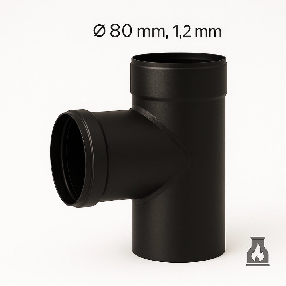 Raccordo t scarico fumi stufa pellet 90° diametro 80 mm spessore 1,2 mm
