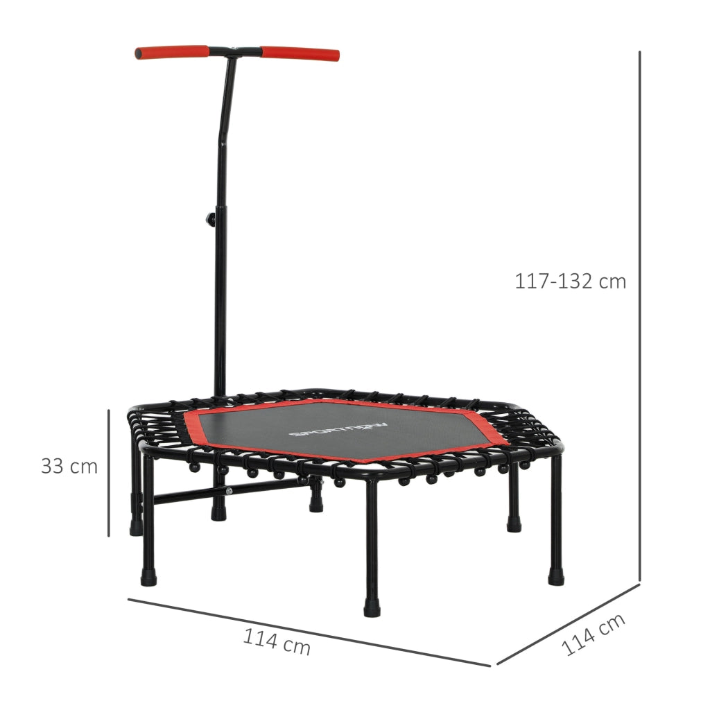 Tappeto elastico da fitness 114x114x132 cm con manico regolabile 3 livelli e cornice in acciaio rosso ¨C zephmum ¨C rosso/acciaio