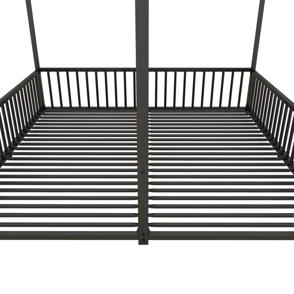 LETTO a casetta con sponde e scala 90x200 cm in metallo nero