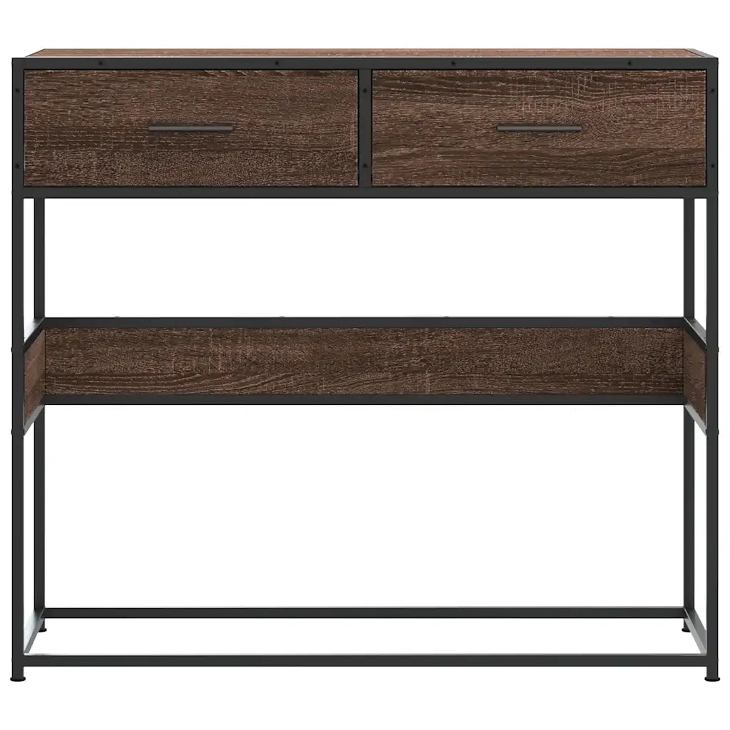 Tavolo Consolle Rovere Marrone 90x35x80 cm Legno Multistrato 849178