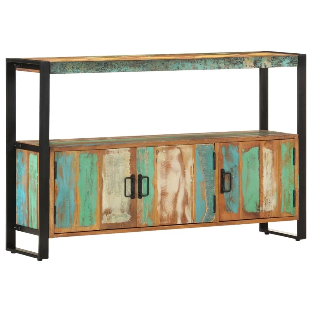 Buffet credenza cassettiera armadio mobile contenitore organizer per cucina soggiorno salotto 120 x 30 x 75 cm legno massello di recupero marrone 02_0029539