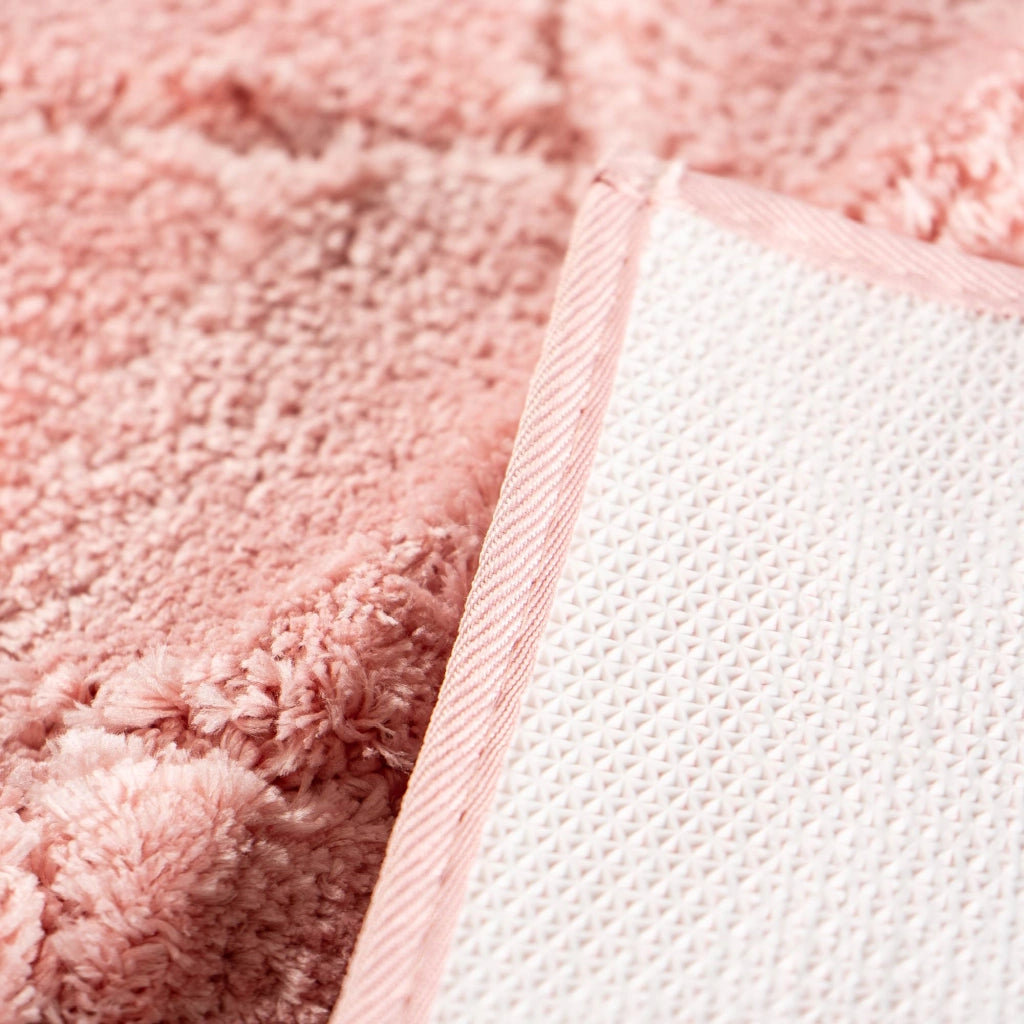 Tappeto Bagno Antiscivolo Effetto Rilievo Assorbente, Morbido, Lavabile in Lavatrice 50x80 / 60x120 cm 60x120 Cm - Rosa