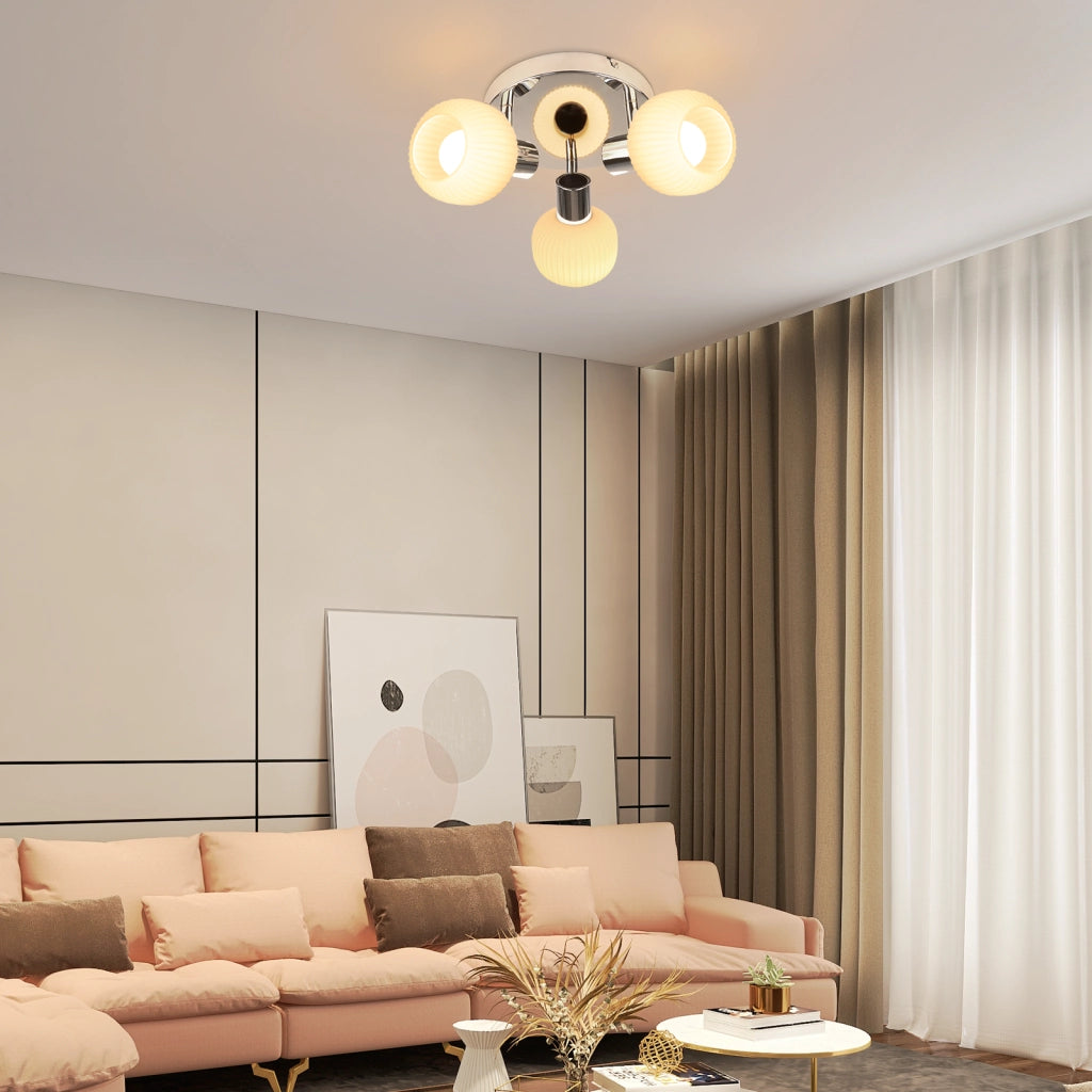 ZMH Faretto da soffitto bianco E14 Faretto orientabile con paralume in vetro per interni a 3 lampadine senza centro luce