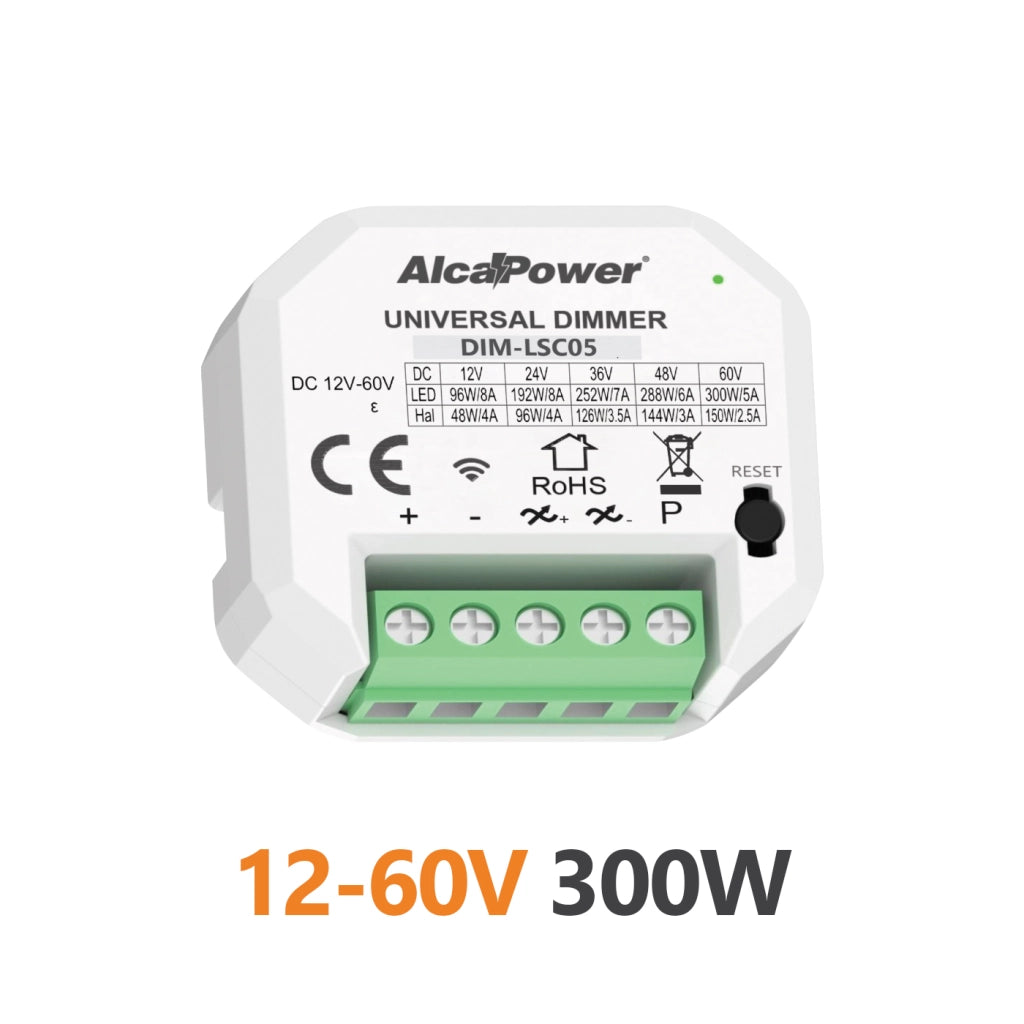 Alcapower Smart Dimmer 12-60V DC 300W per Strisce LED e Lampade, Modulo di Controllo Remoto per Automazione Luci Domestiche e Professionali