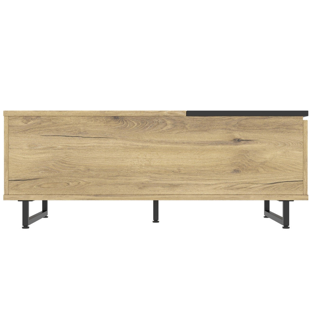 Tavolino da salotto elevabile con LED; cassetto e vani portaoggetti; 103;5x50x27;5 cm; naturale