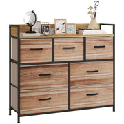 Cassettiera con 7 cassetti in tessuto pieghevole ¨C zephmum ¨C struttura in acciaio nero 98x29x85 cm