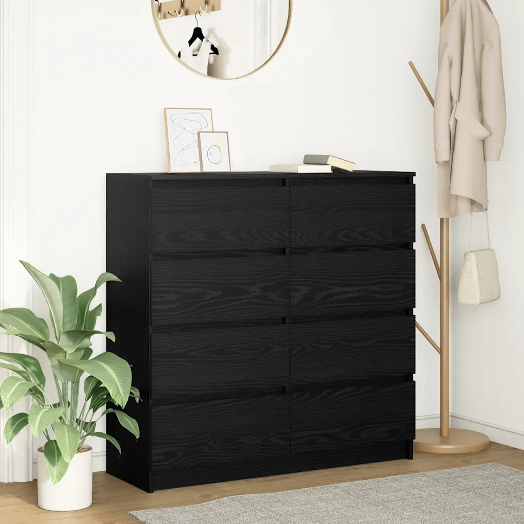 Credenza Rovere Nero 100x35x99 cm in Legno Multistrato
