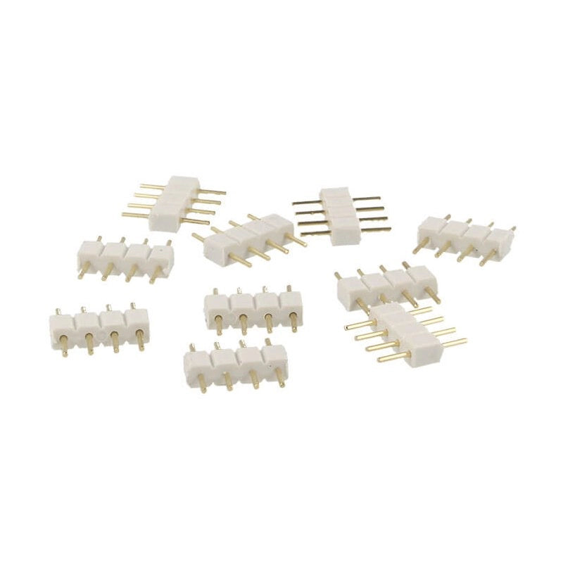 10 PZ Spina Maschio 4 Pin Bianca per Collegamento Striscia Led RGB Controller