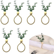 Servizi per tavola bohemien - 6 pezzi - Foglie di eucalipto - Perle di legno - Decorazione da tavola - Decorazione per feste e matrimoni