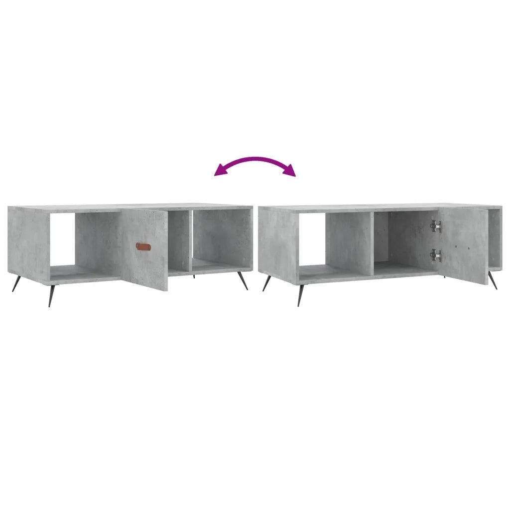 Tavolino Salotto Grigio Cemento 102x50x40 cm Legno Multistrato 829272