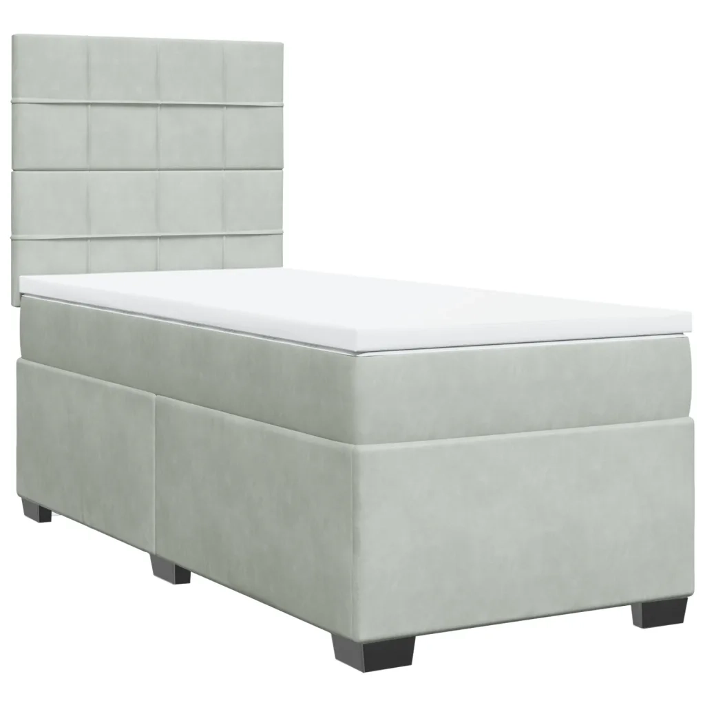 Giroletto a Molle con Materasso Grigio Chiaro 80x200 cm Velluto