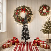 Albero di Natale Sottile-Albero Natalizio-Decorazioni natalizie Nero 150 cm