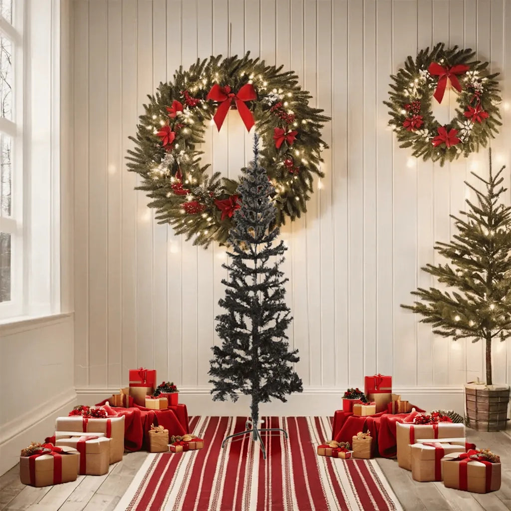 Albero di Natale Sottile-Albero Natalizio-Decorazioni natalizie Nero 150 cm