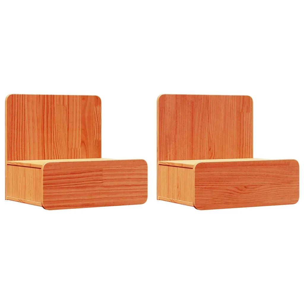 vidaXL Comodino con cassetto 2 pcs Cera marrone 44 x 32.5 x 40 cm