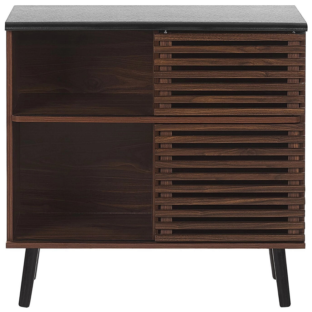 Credenza in legno scuro finitura 80 x 40 x 80 cm armadio con ante scorrevoli rustiche