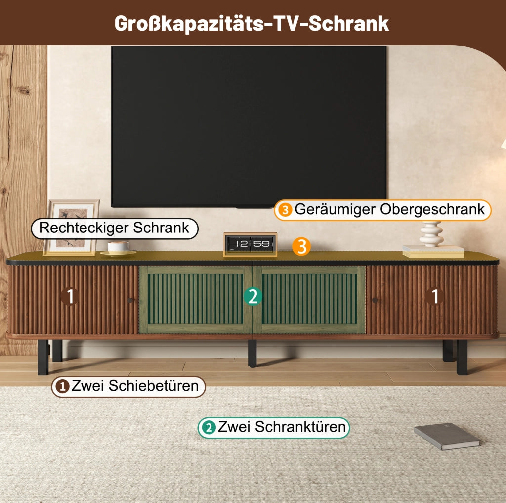 MOBILE TV 190x35x45 cm Noce con ante scorrevoli e anta a griglia