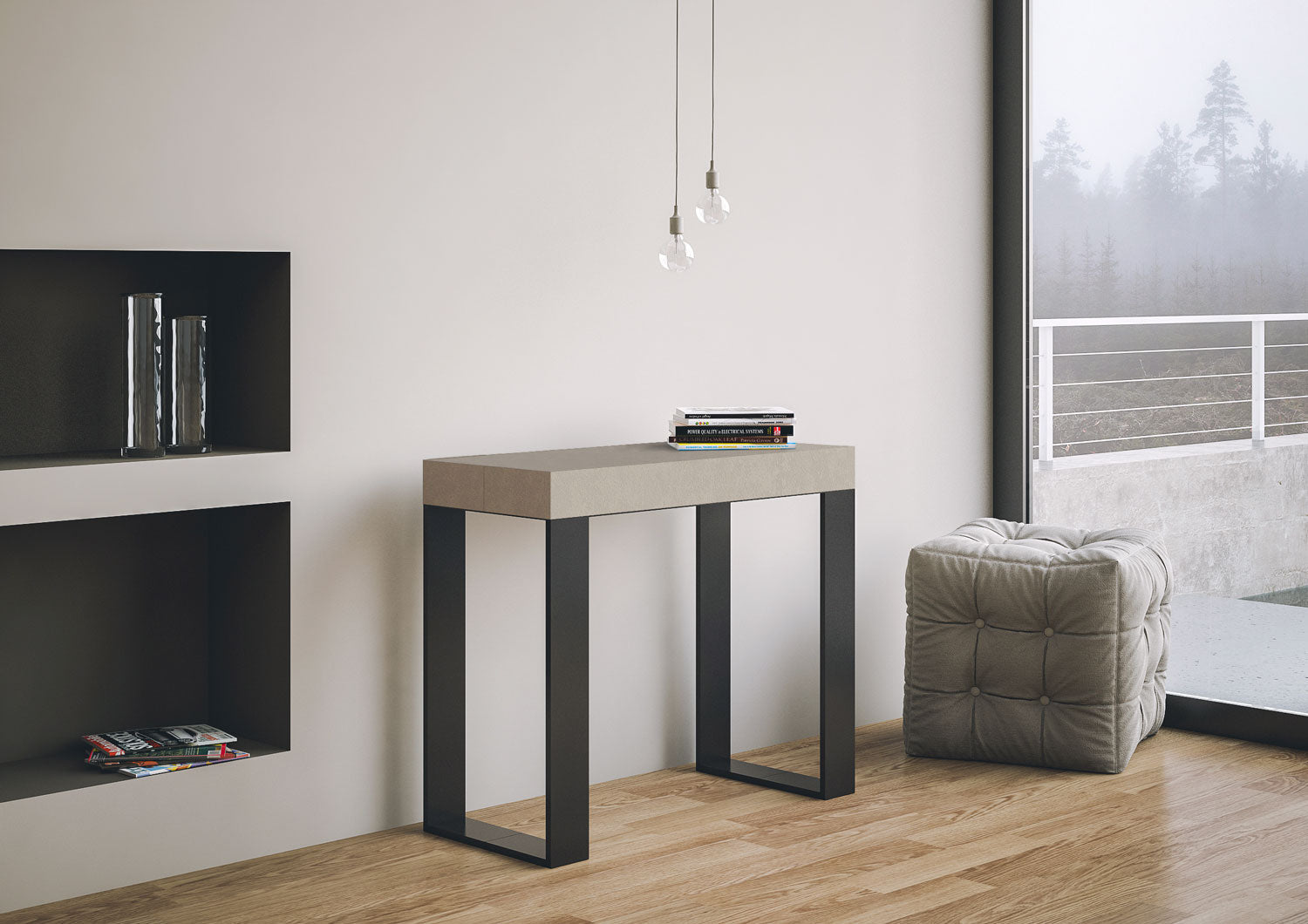 Consolle Allungabile 90-300x40x77 cm Tecno Cashmere Telaio Antracite