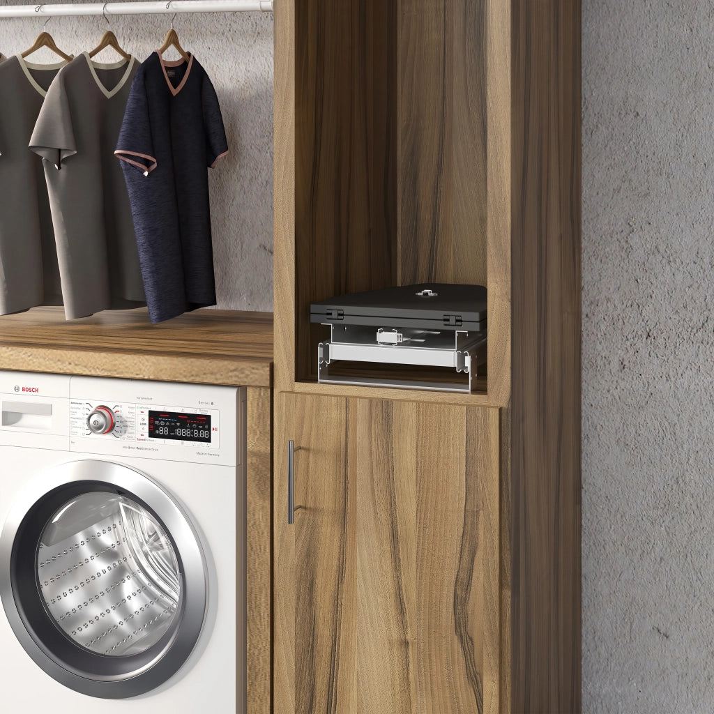 Emuca Asse da stiro pieghevole Iron 180Âº per mobile, Acciaio e Legno, 1 u.