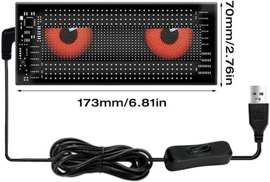 Display LED Flexibile 7 x 17 cm per Auto - Sistema di Illuminazione Personalizzabile con App Bluetooth - Barra di Illuminazione per Auto e Camion 

Specifiche tecniche: 
- Dimensioni: 7 x 17 cm
- Programmabile con App Bluetooth
- Adatto per auto e camion