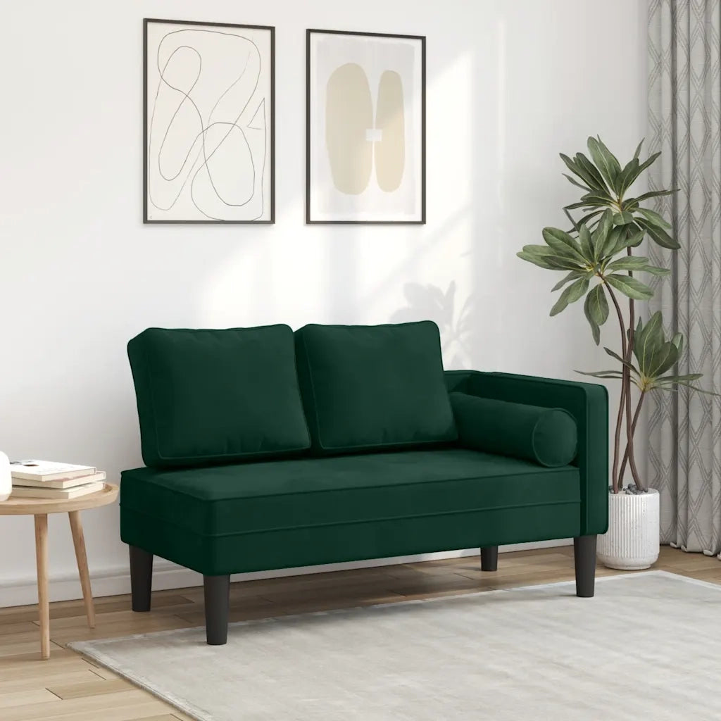 Chaise Longue con Cuscini Verde Scuro in Velluto CFW1254627