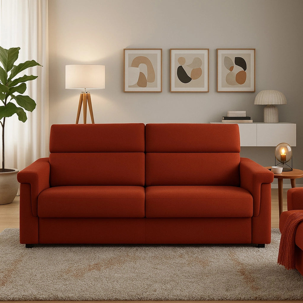 Lapio, Divano Fisso 2 Posti Sfoderabile Made in Italy, 185x95x100h cm Arancione