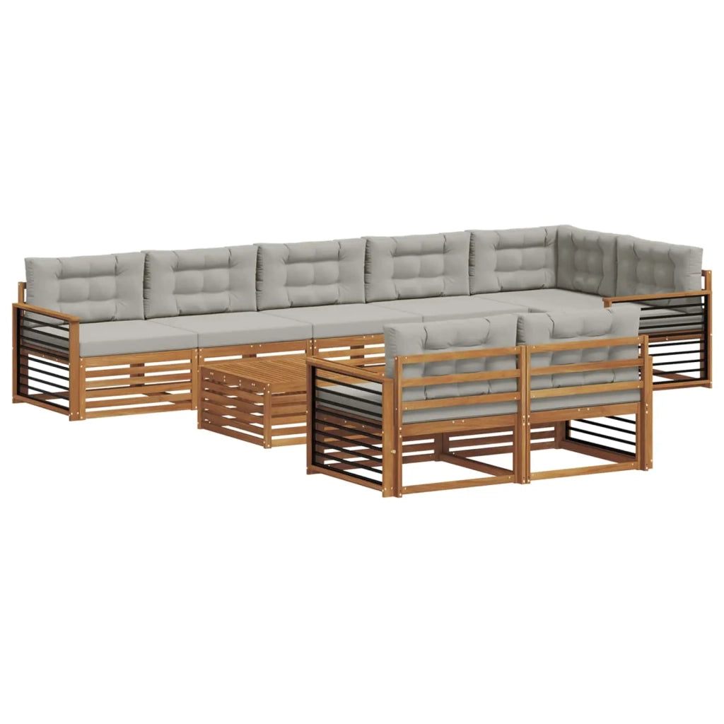 Set di divani da esterno 9 pcs Grigio Naturale e Chiaro 3373711