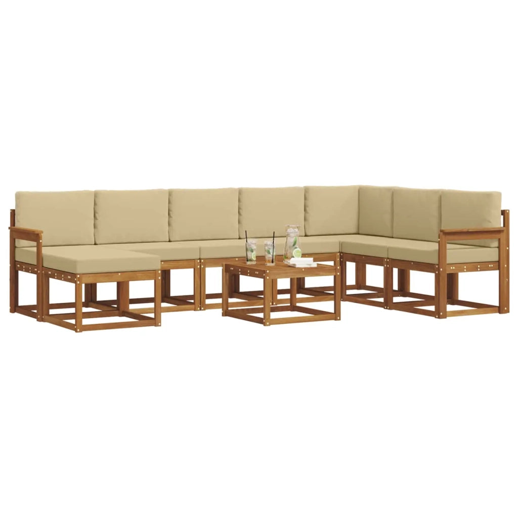 Set di divani da esterno con cuscino 9 pcs Naturale e Beige