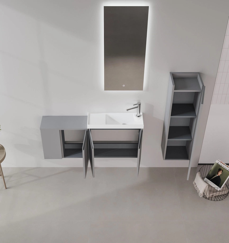 Mobile lavabo "Ferla 110" - 110 x 22 x 45 cm - Grigio opaco
