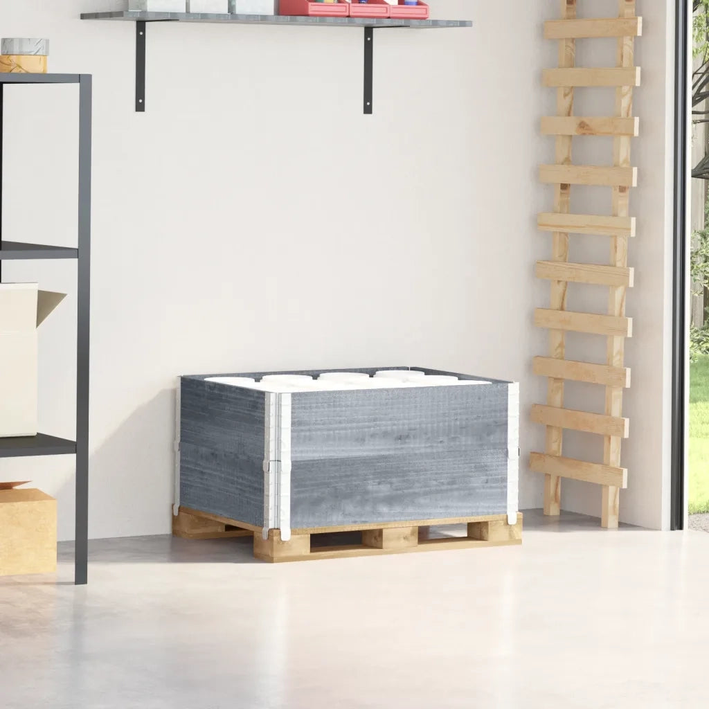 Paretali per Pallet 2pz Grigi 80x60cm in Legno Massello di Pino 4010270
