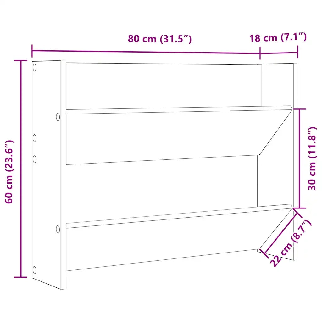 Scarpiera a Muro Nera 80x18x60 cm in Legno Multistrato 806743