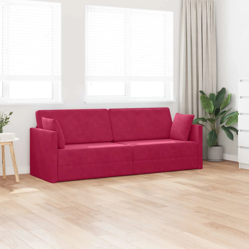 Divano-letto da pavimento Rosso Vino 213 x 70 x 77 cm Velluto 4106729