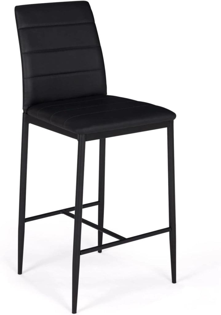 Set di 4 sgabelli da bar imbottito design contemporaneo in PVC nero ROMANE