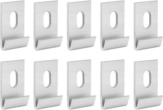 Clips di base in metallo per serre - Set da 10 pezzi - Attacchi in alluminio - Clip di attacco per armature - 3,3x2,0 cm - Color argento - Per serre da giardino.