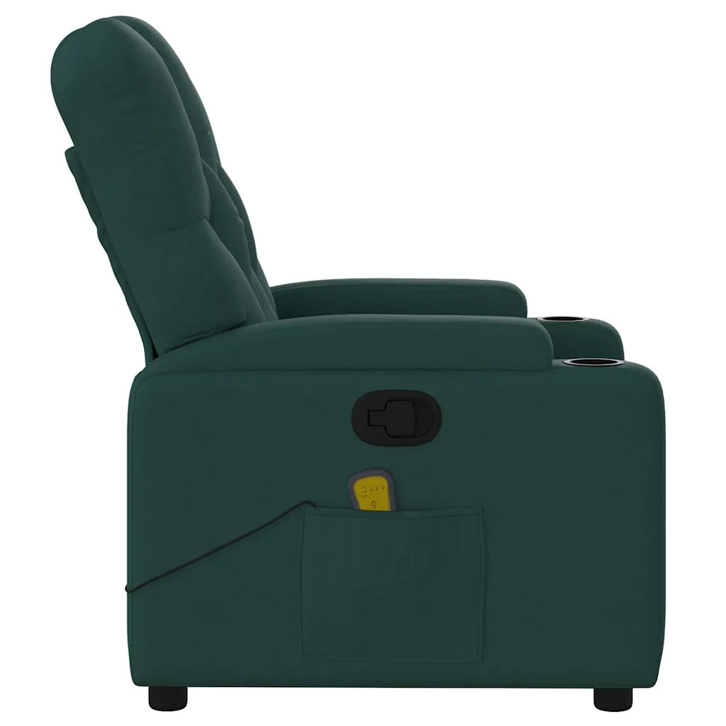Divano Sedia-Poltrona Massaggiante Reclinabile Verde Scuro in Tessuto 658385