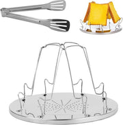 Rostolatore a gas per 4 fette per panini da campeggio rostolatore a gas rotolo da campeggio per cucina rostolatore a gas per esterno, picnic, viaggio, camper (con clip in acciaio inox)