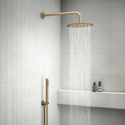 Set doccia con soffione 25 cm braccio 40 cm e kit doccetta in oro opaco Gedy