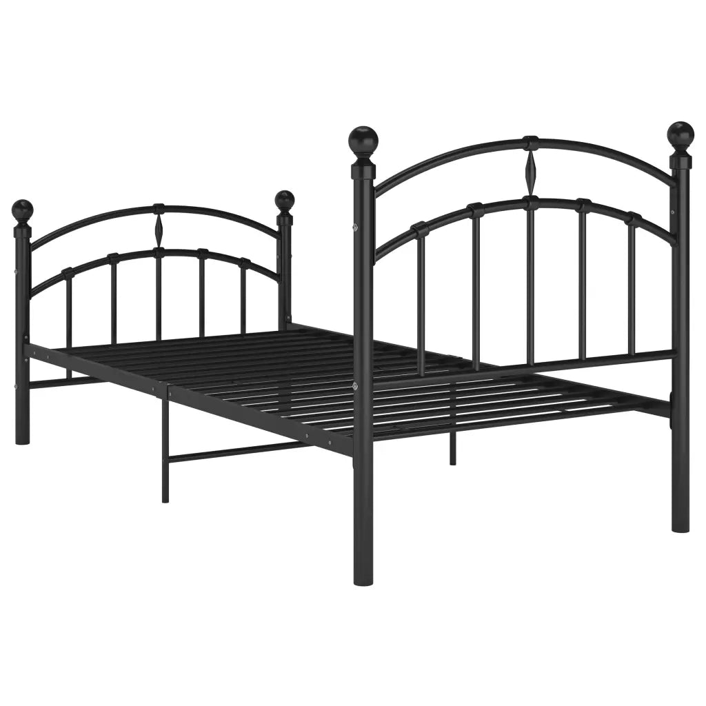 Letto singolo | Letto per adulti | Giroletto Nero in Metallo 100x200 cm