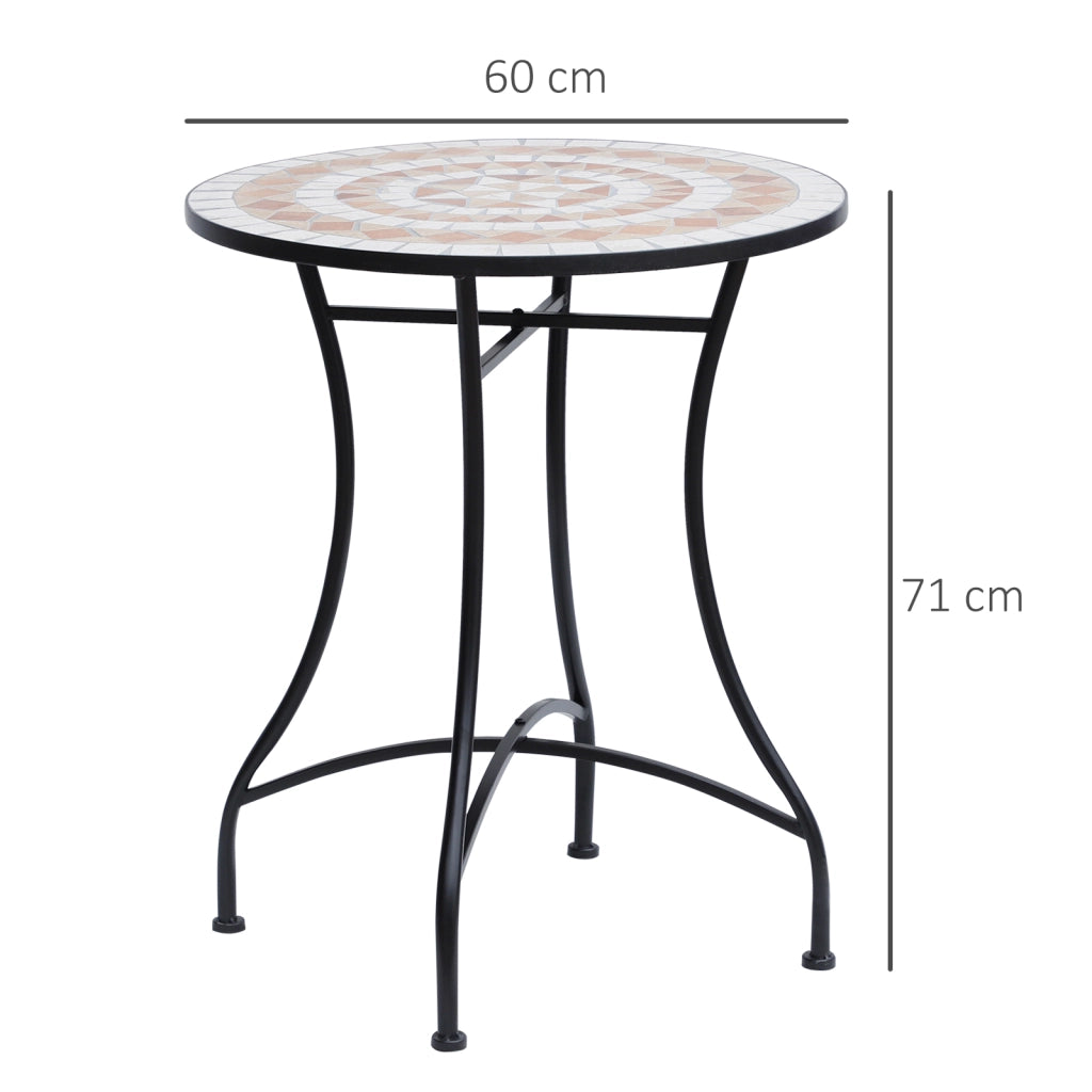Tavolino da caff¨¨ da giardino rotondo in mosaico ceramico ¨C zephmum ¨C ¦µ60x71cm