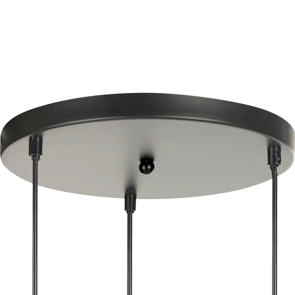 	Lampadario con 3 luci a LED in metallo con paralumi rotondi in vetro metallo nero soggiorno stile glamour