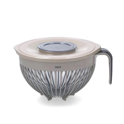 Mixing bowl in polipropilene con manico e coperchio colore tortora 3000cc