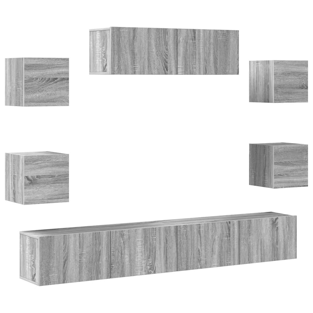 Set di Mobili Porta TV 7 pz Grigio Sonoma in Legno Multistrato cod mxl 22784