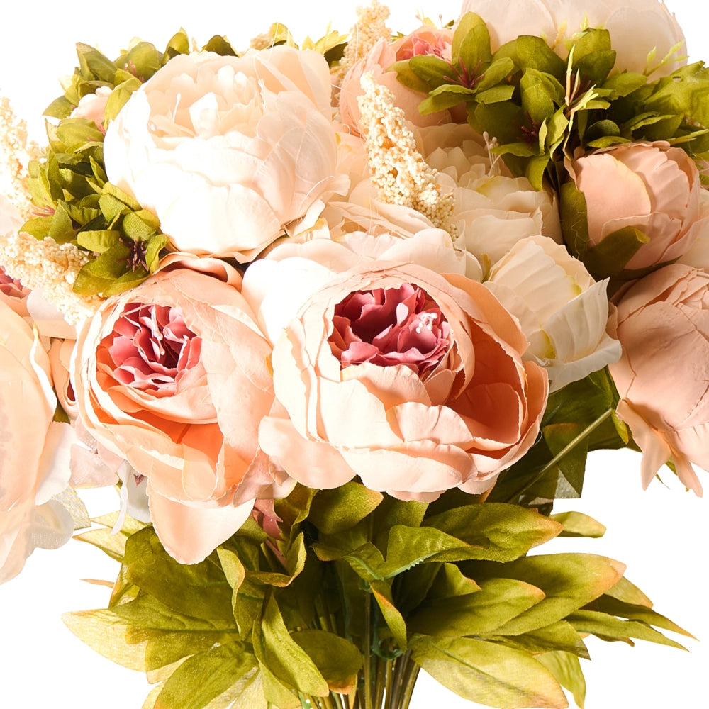 Bouquet di fiori artificiali rosa pastello Decorazione artificiale 45 cm Peonie Decorazione da tavolo Soggiorno Sala da pranzo